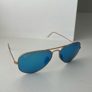 Ray-Ban Polarized Blue Aviator Flash Lenses + Case